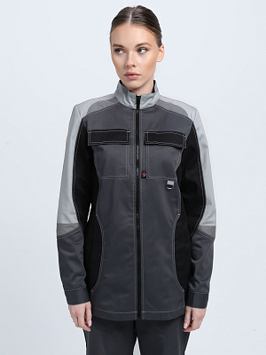 Костюм женский Вектрон-1 (тк.Смесовая,240) брюки, т.серый/св.серый/черный